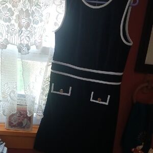 Karl Lagerfeld Black Dress with White Trim